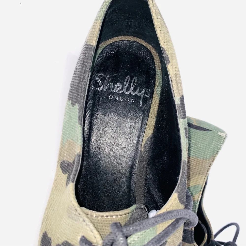 Dolls Kill x Shellys of London Camo Print Lace Up Oxfords Size 6.5